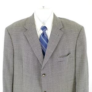 Austin Reed 46L Wool Cream Black Herringbone Sport Coat 3 Button Tagged 48L - Picture 1 of 13