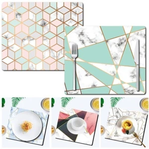 Placemats Coasters PU Leather Table Mats Waterproof Washable Dining Place Mats - Picture 1 of 58