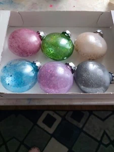 1 Set - (6 Stück) verschiedenfarbige Glitzer-Weihnachtsbaum-Kugelornamente - Bild 1 von 13