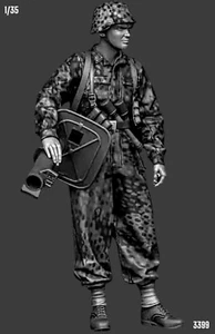 •1/35 Resin Figure German WWII Waffen SS Panzerschreck Gunner Model Kit 3399 - Picture 1 of 4