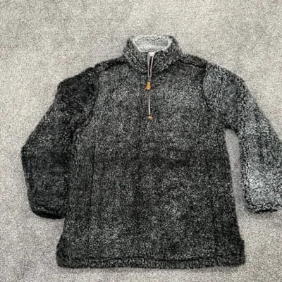 Pink Lilly Fleece Pullover Jacket Womens Small Sherpa 1/4 Zip Dark Gray Sweater - Image 1 of 4