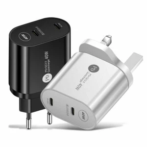 2 Port PD Plug 40W USB-C Type C Fast Wall Charger Adapter For iPhone 12 Pro Max - Picture 1 of 18
