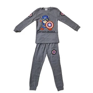 Captain America Pajamas Kids Size 9 Two-Piece Long Sleeve PJs - Picture 1 of 5
