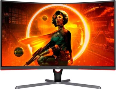 AOC - CQ32G3SE 32" LCD Curved QHD FreeSync Premium Monitor - Black/Red - Image 1 of 4