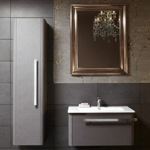 LINEN 800MM BASIN & WALL MOUNTED VANITY UNIT - GREY - Bathstore | RRP: £799  - Picture 1 of 5