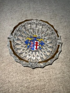 Bad Hersfeld Crystal Ashtray Coat of Arms Hesse Germany Vtg See Pics - Picture 1 of 13