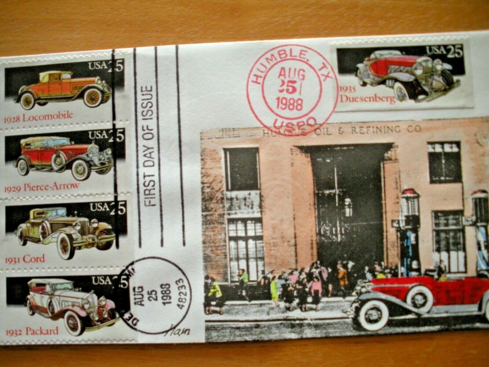 Antique Cars Ham FDC Hand drawn 1988 signed & #5 stamps sjpwn - Image 1 of 1