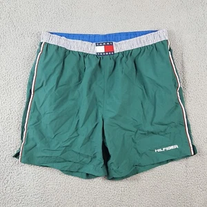 Y2K Tommy Hilfiger Flag Logo Swim Trunks Men's Size Large Retro Board Shorts - Picture 1 of 6