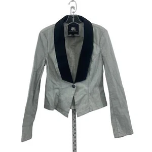 Rock & Republic Gray Denim Collared Tuxedo Blazer Women's Size 8 Pre-owned - Picture 1 of 5