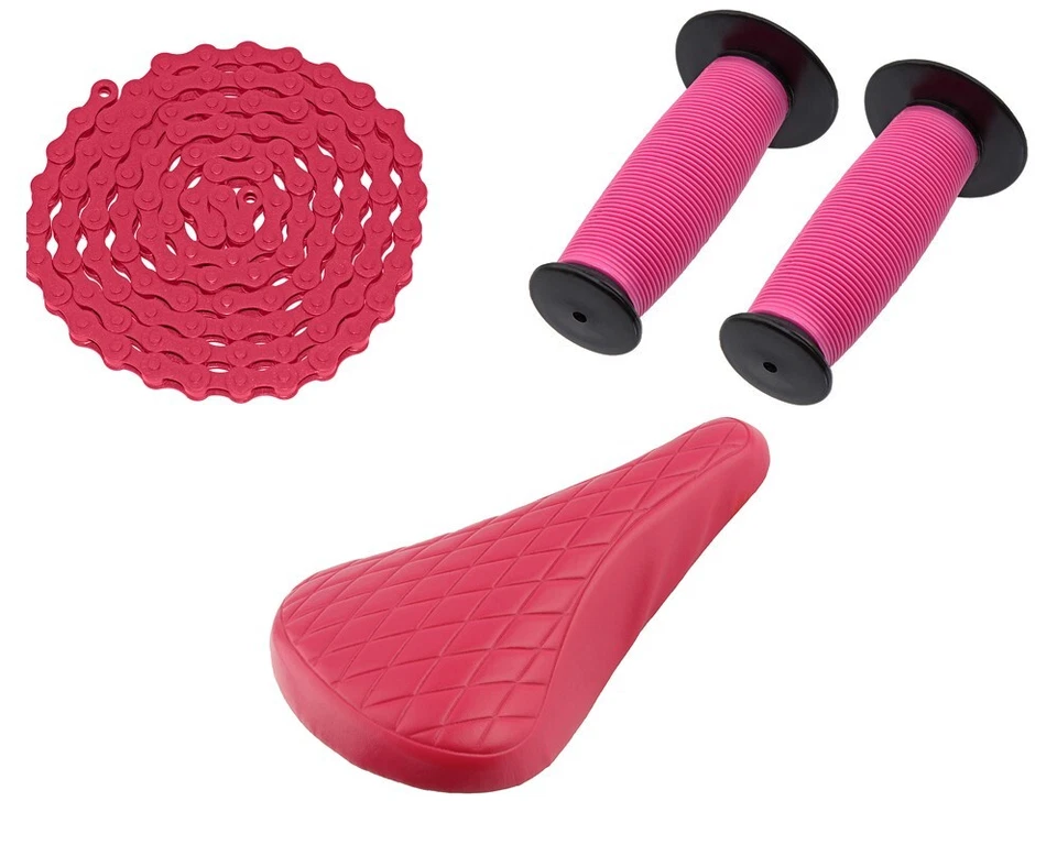 SILLÍN ALTA VlNYL DlAMOND 702 ROSA CON EMPUÑADURAS KMC CHAlN y ROSA/NEGRO HONGOS Foto 1 de 1