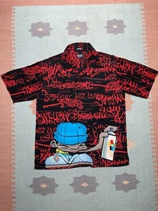 Vtg y2k short sleeve button shirt graffiti krylon conart streetwear hip hop XL - Picture 1 of 8