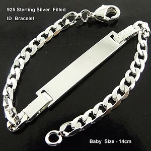 ID Bangle Real 925 Sterling Silver Filled Kids Baby Identification Bracelet 14cm - Picture 1 of 3