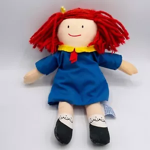 Vintage 1994 Madeline Plüschpuppe blaues Kleid Stofftier Eden Bemelmans 10 Zoll Garn Haare - Bild 1 von 11