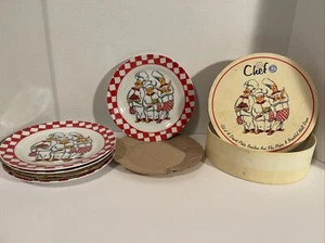 Italian Chef Set Of 4 Salad Dessert Plates 7 1/2” W/ Box I.GODINGER&CO Pre-owned - Picture 1 of 4