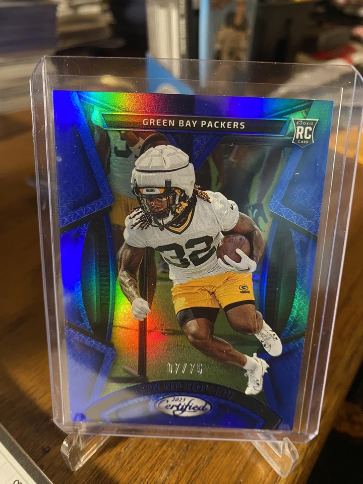 2023 Certified Holo Mirror Blue Football Rookie Lew Nichols III Packers #d/75 - Image 1 of 1