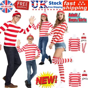 Adult Boys / Girls Wheres Wally World Book Day Week Cosplay Fancy Dress Costume - Picture 1 of 28