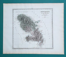 MARTINIQUE Island Lesser Antiles - 1873 SUPERB Intaglio Map 14 x 17", 36 x 43 cm