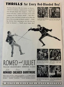 1936 ad page ~ ROMEO AND JULIET ~ Leslie Howard, John Barrymore - Picture 1 of 1