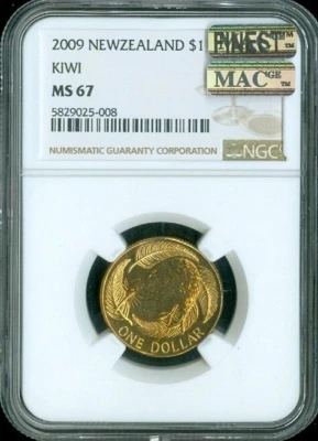 2009 New Zealand Dollar $1 NGC MS67 Quality - Image 1 of 2