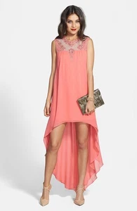 Vestido BCBGMAXAZRIA 'Palma' Adornado Alto/Bajo Seda Gasa (Talla S)  - Imagen 1 de 2