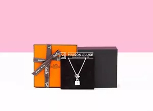 NEW HERMES STERLING SILVER AMULETTES BIRKIN PENDANT NECKLACE CHAIN SOLD OUT - Picture 1 of 2
