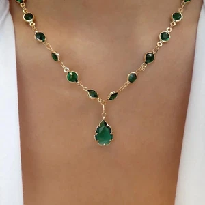 Rainbow Crystal Gemstone Choker Necklace Colored Zircon Clavicle Women Jewelry - Picture 1 of 20