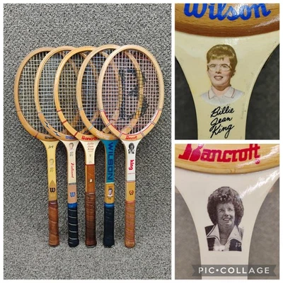 Lote de colección de raquetas de tenis Billie Jean King años 60 y 70 EXCELENTE Wilson Foto 1 de 4