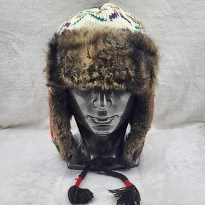 Mossimo Trapper Hat Cap Adult One Size Brown White Faux Fur Winter Mens Womens - Picture 1 of 9