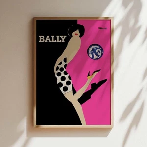 Bally Kick Woman Shoe Hot Pink Vintage Wall Art, Vintage Advertising Poster, Lux - Picture 1 of 16