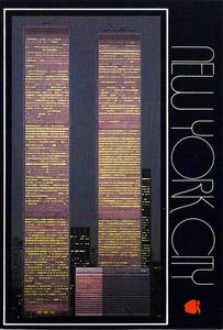 1980 NY World Trade Center Pre 9/11 @ Night time magic Postcard 4x6 C44 - Picture 1 of 2