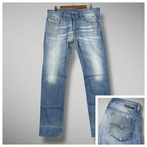 Pantalones de mezclilla Diesel Safado para hombre 34x34 desgastados descoloridos bigotes ajustados rectos 34x36 acto - Imagen 1 de 13