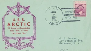 7 Nov 1936 Naval Cover, 15 Years in Commission, USS Arctic AF-7 - Picture 1 of 2