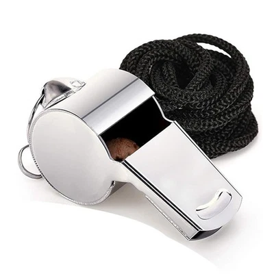 Silver Stainless Steel Extra Loud Sports Outdoor Whistle with Lanyard1452 - image 1 of 4
