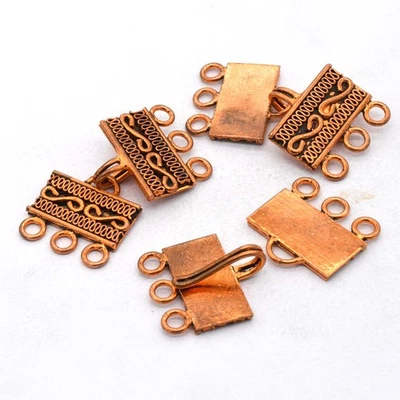 2 SETS MULTI STRAND TOGGLE CLASP 3 STRAND ANTIQUE COPPER - Image 1 of 4