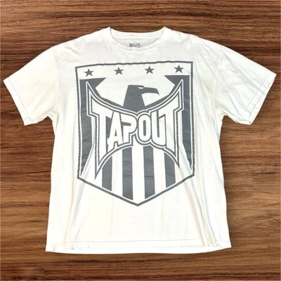 TAPOUT MMA Men's Y2K White Large Graphic T-shirt Distressed White See Pics - Image 1 of 4