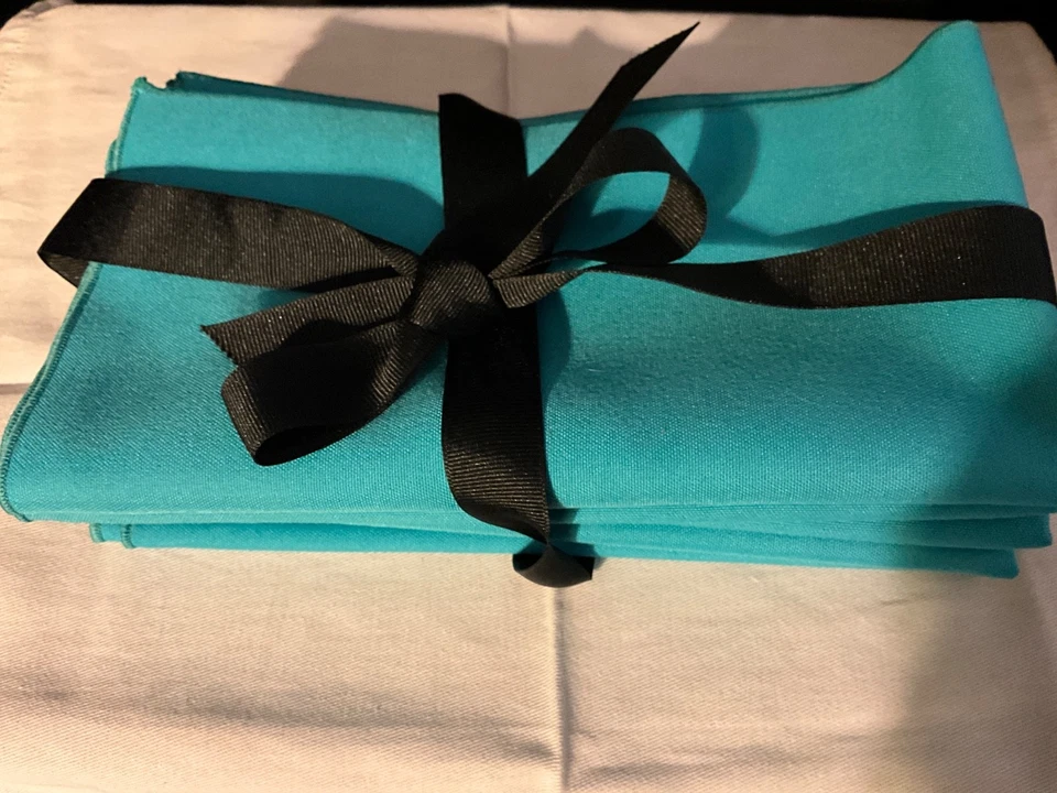 TURQUOISE  Poly Poplin Napkin  6- 20”x20” Cloth Napkins, Washable Napkins, - Image 1 of 2