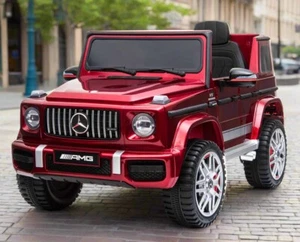 12v Kids Ride on Car Mercedes G63 with Remote Leather Seats EVA Whl Metallic Red - Picture 1 of 6