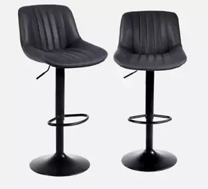 Bar Stools X 2 Swivel Barstools Adjustable PU Leather Chairs Kitchen Island New - Picture 1 of 8