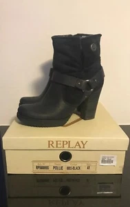Replay Stiefelette Plateau High 10cm Absatz Gr. 41 🖤3x Getragen OVP Top Schwarz - Bild 1 von 11