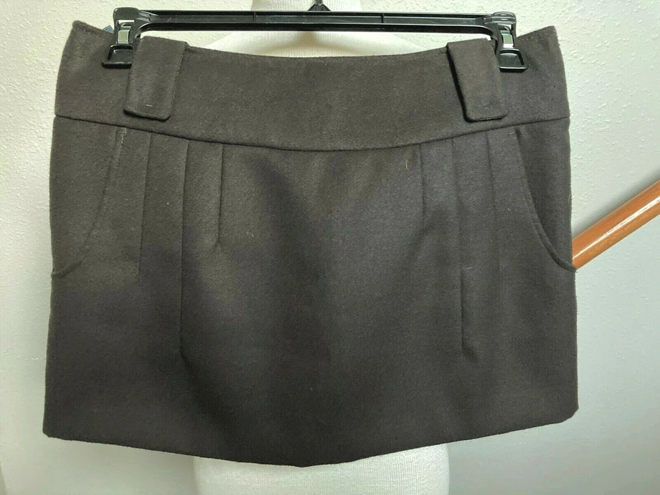 MINIFALDA ESTILO BENETTON-ITALIA-DK.MARRÓN-RARA-CINTURA ANCHA-BOLSILLOS-IT-44/US-8 Foto 1 de 4