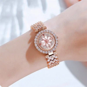 Ladies Wrist Watch Stainless Steel Box Watch & Bracelet Sets Women Gift Analogue - Picture 1 of 15