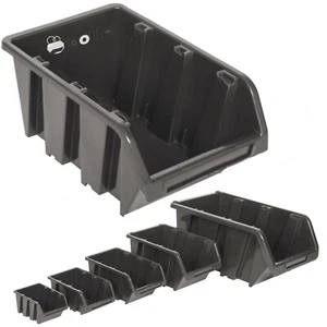 Stapelboxen schwarz 5 Größen Sichtlagerkästen Box Schütte Organizer Kunststoff - Bild 1 von 41