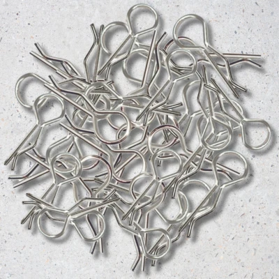 100pcs RC Body Clips Bent Springy R Pins Bent for All 1/8 1/10 1/12 Car Truck - Image 1 of 4