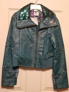 DISNEY STORE DESCENDANTS UMA FAUX LEATHER MOTO JACKET GIRLS SIZE 9 / 10 NWT - Picture 1 of 5