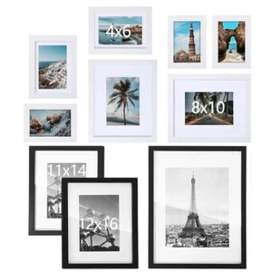 4x6 8x10 11x14 12x16 Wood Photo Frame Set Wall Mount Tabletop Poster Display - Picture 1 of 12