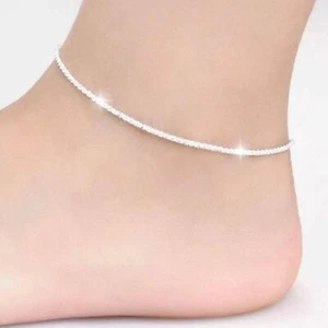 Genuine STERLING SILVER anlet SINGAPORE chain anlet Tan22 por F7X0 T5E5 U1A9 - Picture 1 of 12