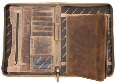 GreenBurry Schreibmappe Rind-Leder Dokumenten-Mappe Konferenzmappe A4 Doku 1721A