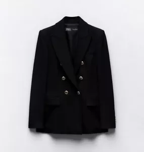 ZARA TAILORED DOUBLE-BREASTED BLAZER BLACK NEW SS24 SIZE XS REF. 7792/293 - Picture 1 of 4
