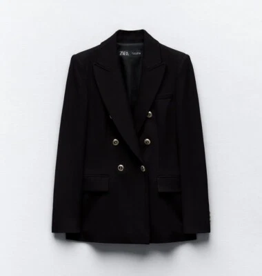 ZARA TAILORED DOUBLE-BREASTED BLAZER BLACK NEW SS24 SIZE XS REF. 7792/293 - Image 1 of 4