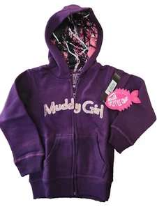 Muddy Girl Girls Zip Up Hoodie Jacket S (4/6) Sparkle Camo Moonshine Wear PURPLE - Picture 1 of 3